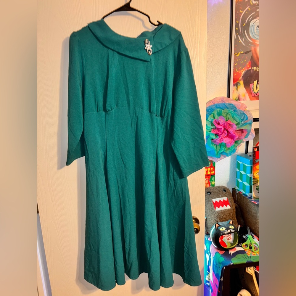 Hell Bunny Vixen Teal Retro Dress Size 2X